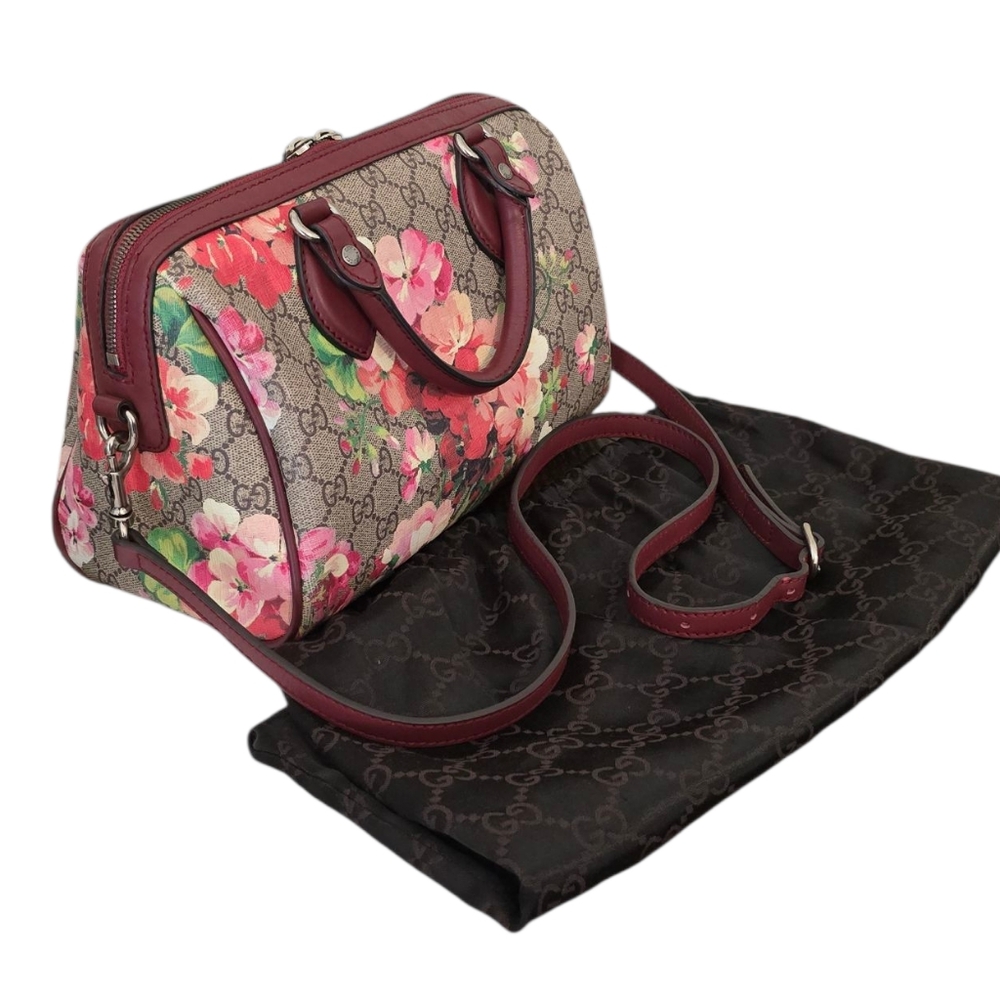 🚫SOLD‼️GUCCI🚫 GG Supreme Monogram Blooms Small Top Handle Bag in Antique Rose - Picture 12 of 13